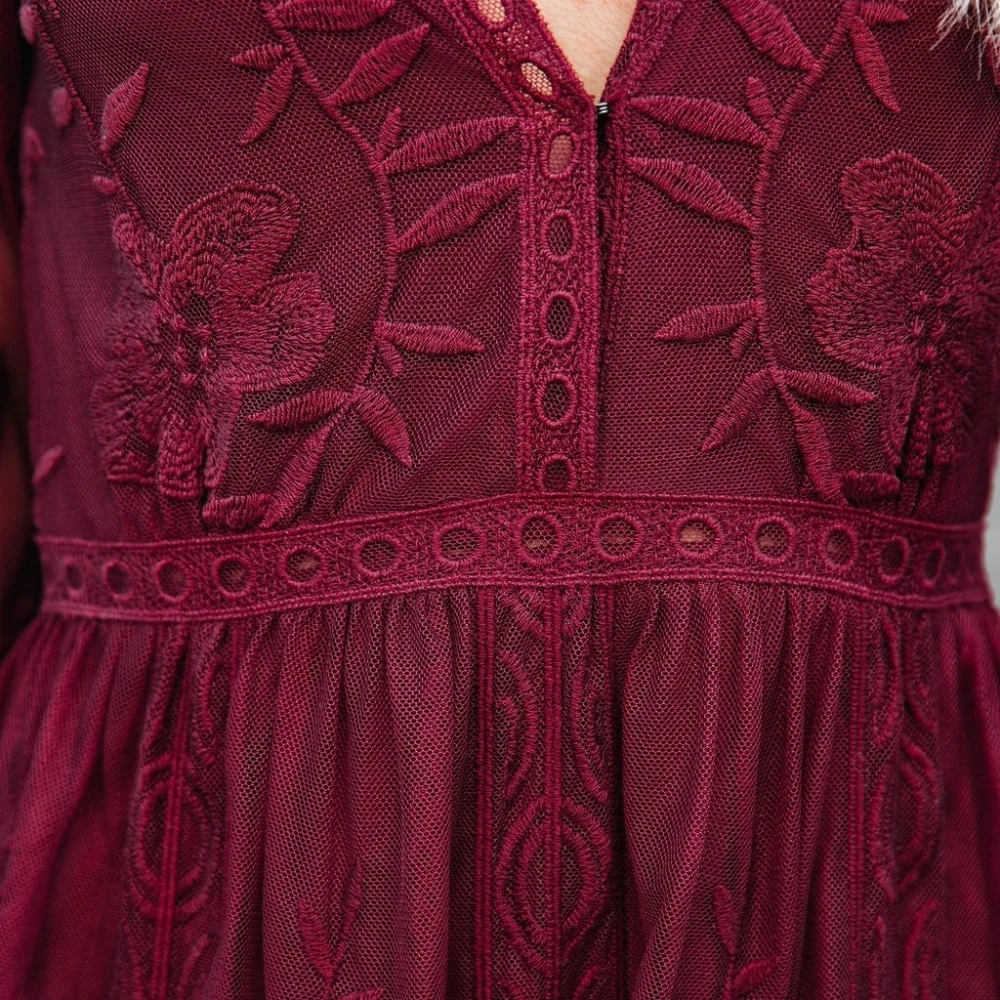 Boho dentelle Sexy col en V profond robe de soirée couleur unie classique une ligne robe décontractée pour la fête de mariage délicat côté fendu porter