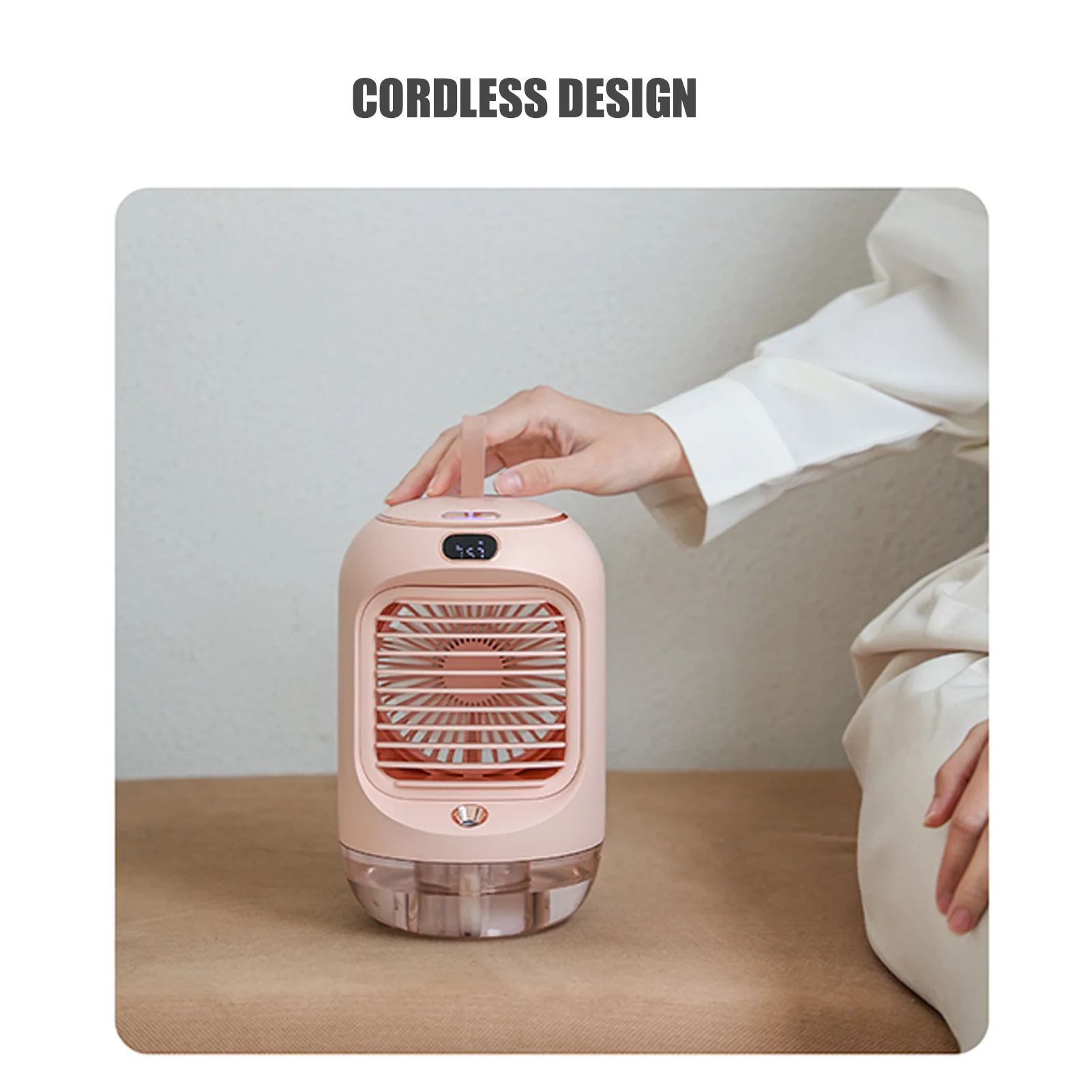 ミニエアコン加湿器,3ギア,5ブレード,USB充電,常夜灯,水冷,小型ファン