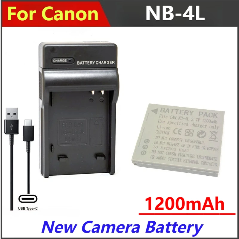 

1200mAh NB-4L NB4L NB 4L Battery Charger For Canon IXUS 30 40 50 55 60 65 100 110 115 120 130 IS 117 220 225 230 255 SD1000 1100