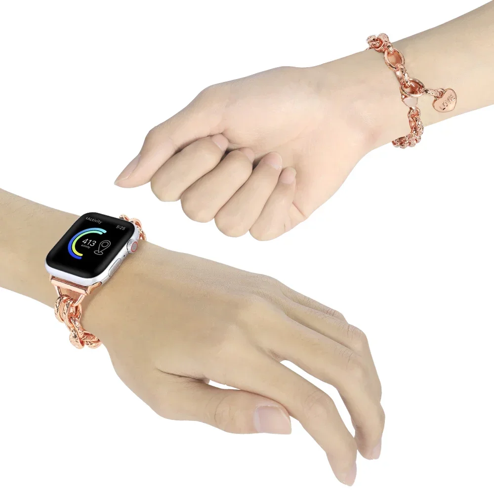 Steel Strap For Apple watch Ultra 49mm band 7 6 se 44mm 45mm 42 luxury bracelet for iWatch series 9 8 3 4 5 40mm 38 41mm correa - view 4