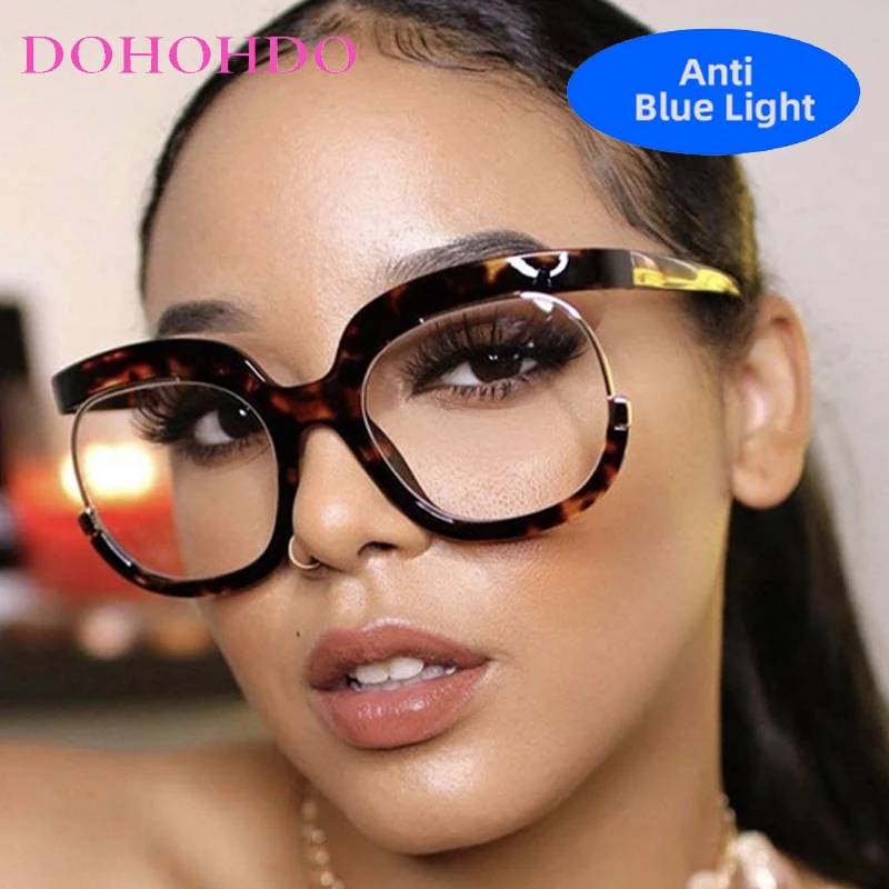 

Fashion Brand Computer Optical Glasses Women Men Oversized Round Frame Anti-Blue Light Protection Eyewear For Play Games Reading
