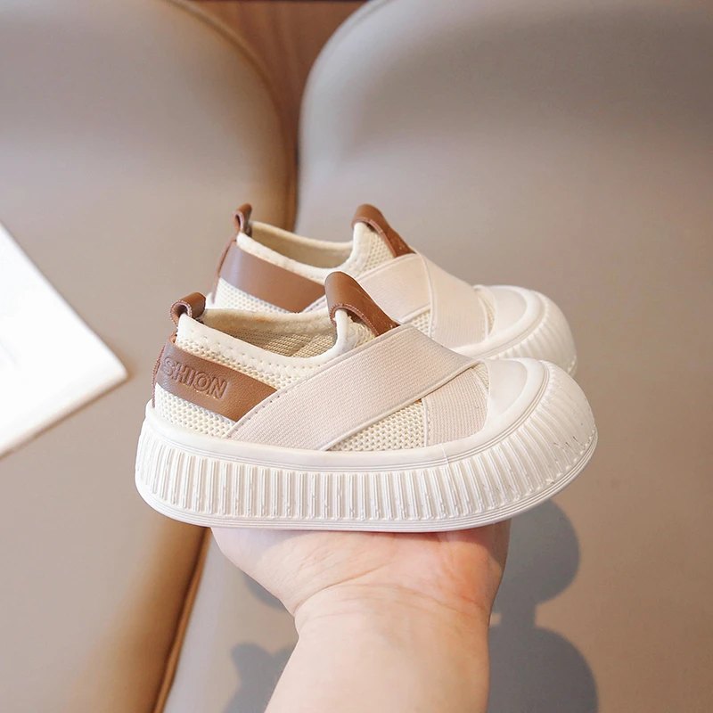 2023 New Children's Baby Sneakers Beige Soft Bottom Non-slip Boys Girls Walking Shoes Black Fashion Children's Baby Casual Shoes