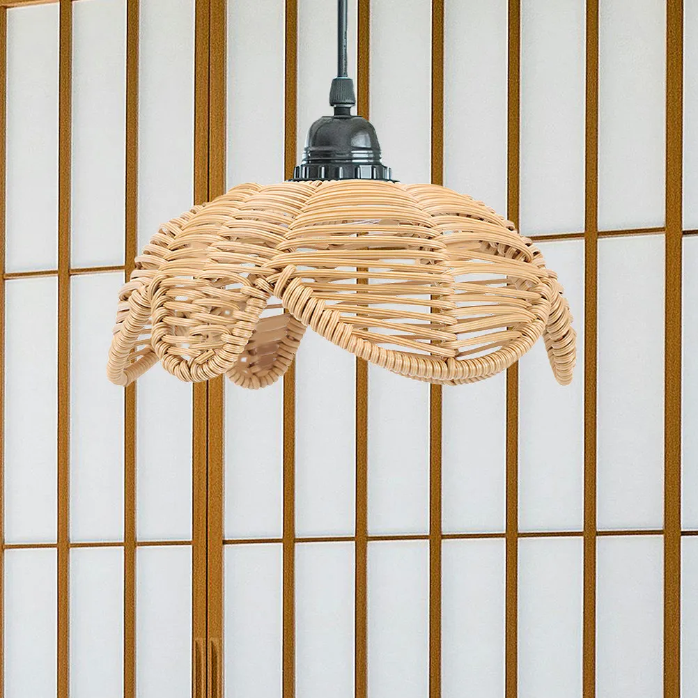 2pcs-lotus-shape-lamp-shade-woven-imitation-rattan-pendant-light-cover-decorative-ceiling-lampshade-for-living-room-bedroom