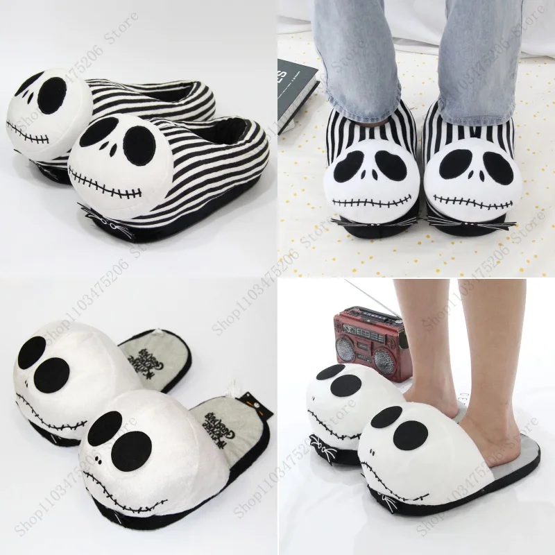 

27cm Slippers The Nightmare Before Christmas Jack Skellington Slippers Indoor Anime Cartoon Men Women Winter Slippers Kids Gift