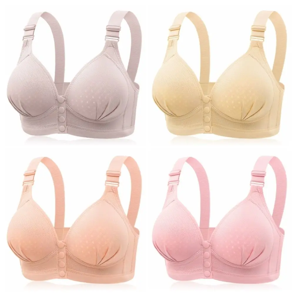 Soutien-gorge en maille à boutons sur le devant pour femmes, soutien-gorge sans couture avec coussretours, dos magnifique, glaçure ultra fine, soutien-gorge push-up pour filles, mode