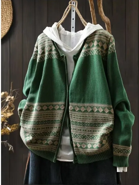 루즈핏 캐주얼 니트 면사 오픈 가디건 자켓 가을 신상 에스닉 스타일 브랜드 맞춤 제작 단품 중국산