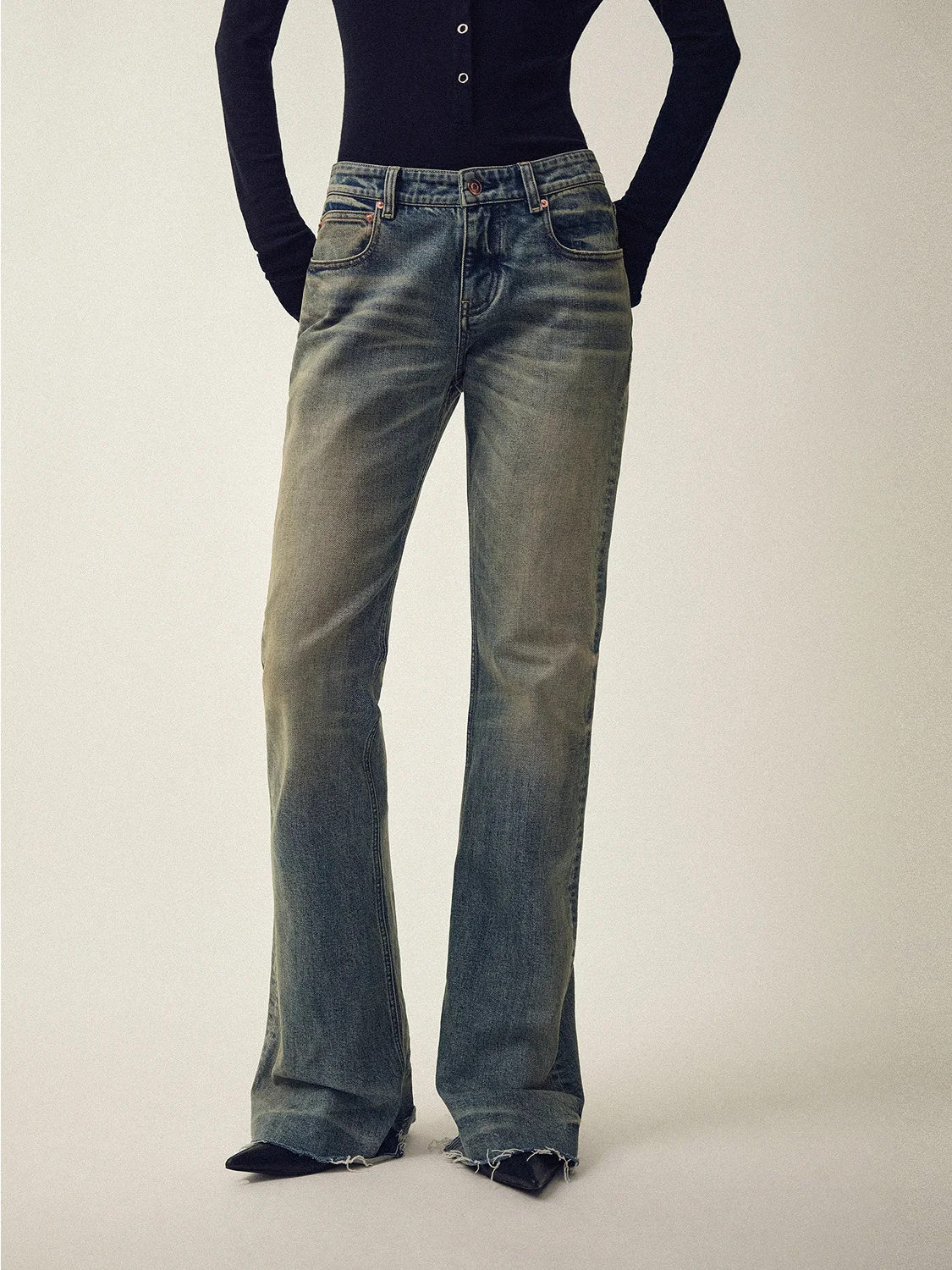 

Классические женские джинсы слим-фит из денима, ретро-стиль, с принтом под масляную живопись, средние расклешенные, из хлопка, со средней/низкой посадкой, буткат, повседневные джинсы