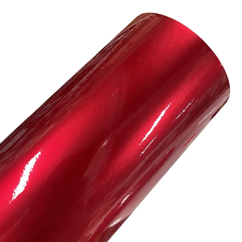 Premium Candy Metallic Gloss Metal Red Vinyl Wrap Adhesive Film Decal Car Wrapping Foil with Air Release Bubble