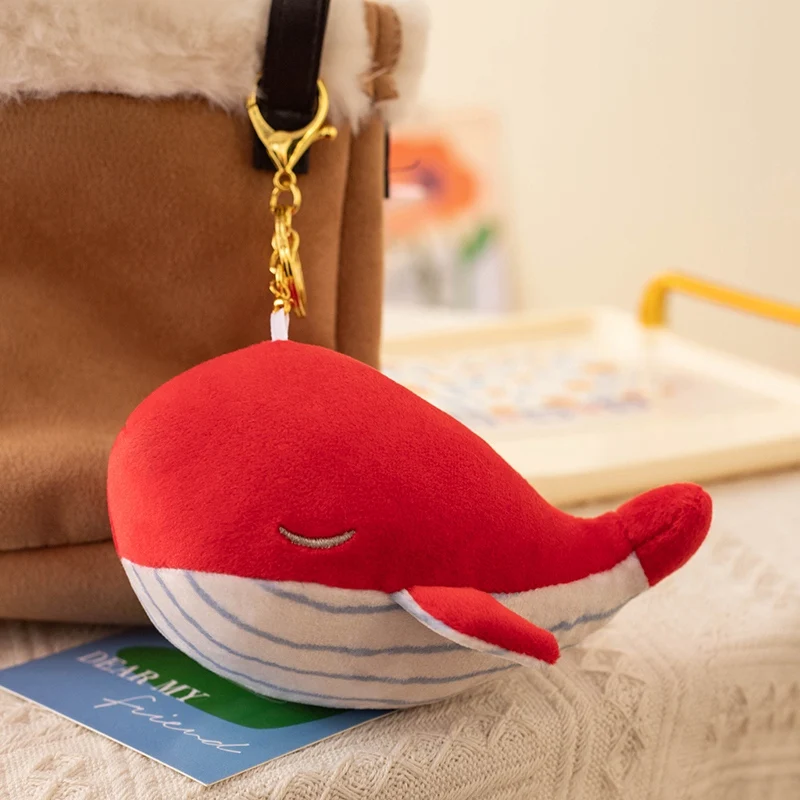 New Whale Keychain Soft Plush Toy Pendant Stuffed Sea Fish Doll Kawaii Backpack Bag Decor Birthday Gifts for Girls Boys CHild