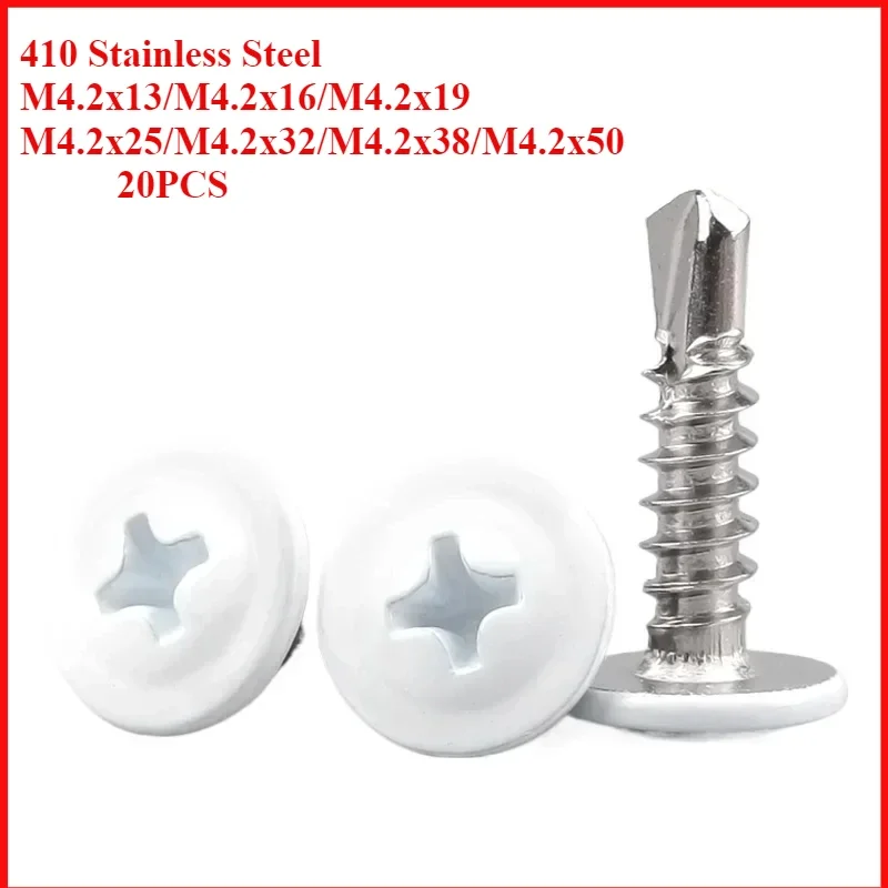 

Wood Sheet Metal 410 Stainless Steel White Baking Paint Flat Head Phillips Pan Cross Recessed Truss Self-tapping Screw Thread