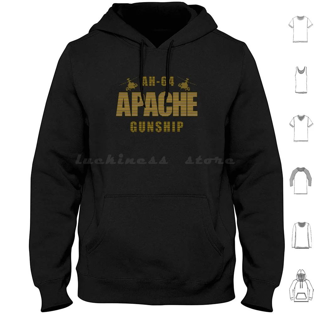 Ah-64 Apache Gunship Hoodie Cotton Long Sleeve Apache Helicopter Aviation Enthusiasts Simulator Gamers Model Airplane