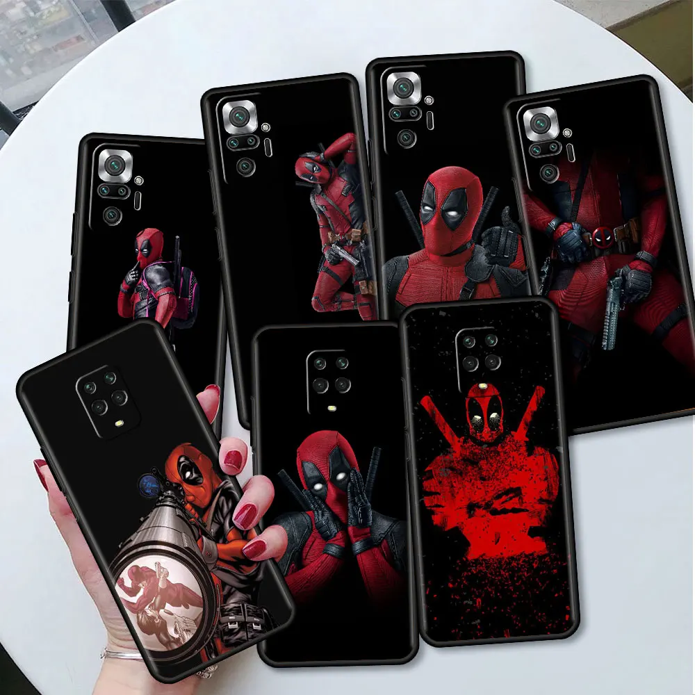 Funny Hero Deadpool Case For Xiaomi Redmi Note 10 11 9 Pro 10S K40 9S 9A 9C 9T 10C 7 8T Bumper Soft Funda Silicone Phone Cover