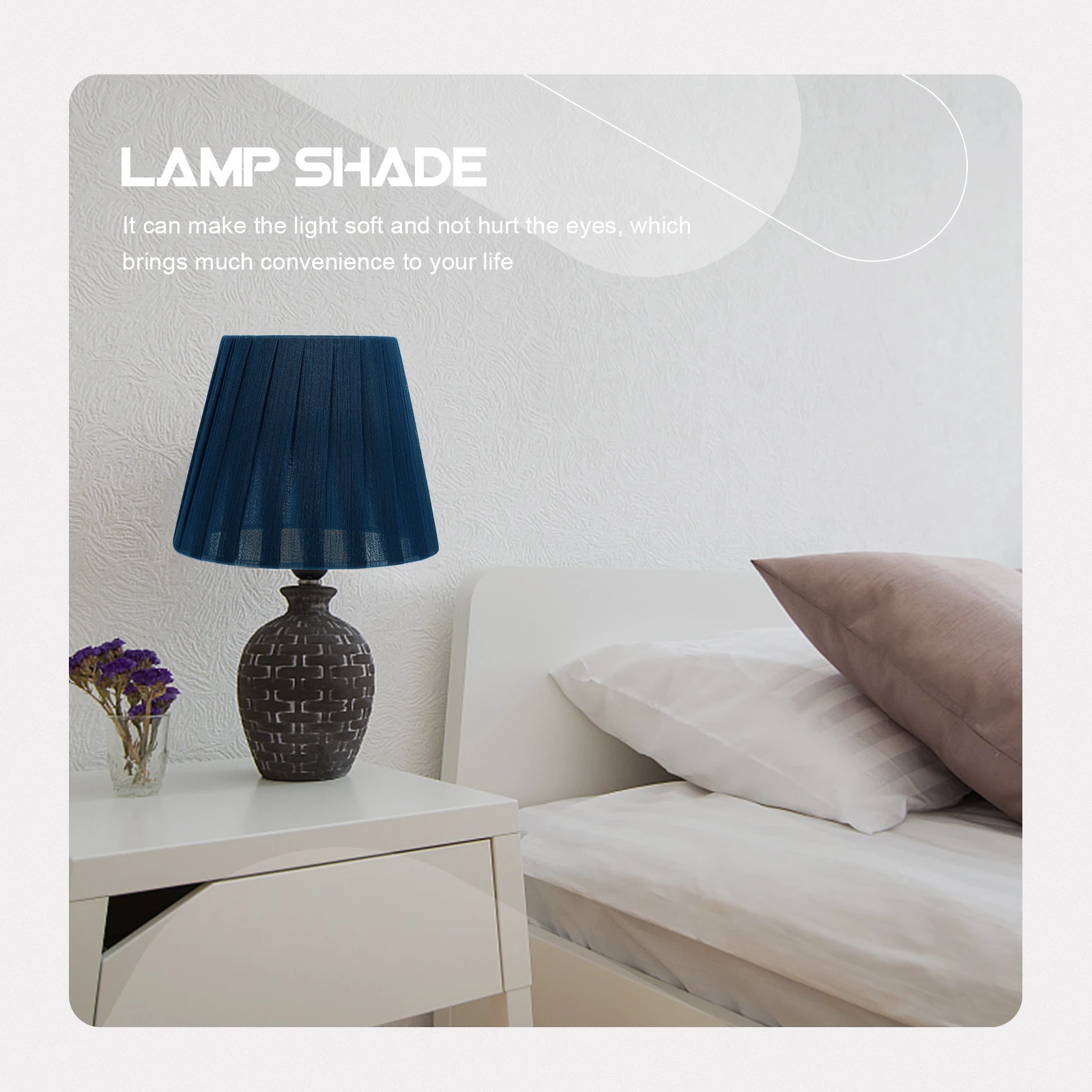 

Blue Lampshade Nordic Modern Fabric Art Dustproof Elegant Light Cover Translucent Decorative Study Bedroom Living Room Office
