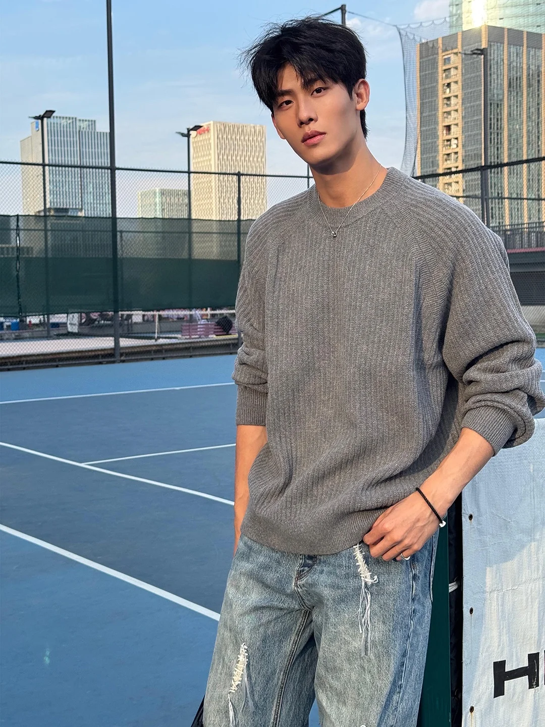 

Мужской трикотажный джемпер Light ey round Ne: модная базовая одежда для осени и зимы, приталенный крой, премиум-качество