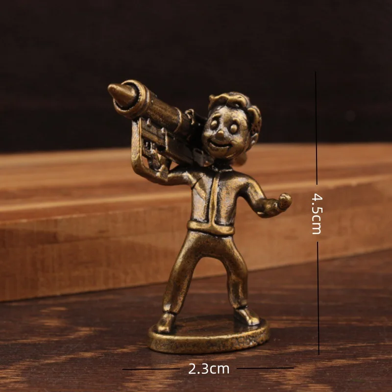 Brass Retro Shell Boy Figure Home Decor Ornament Model Chinese Ornament Home Decoration