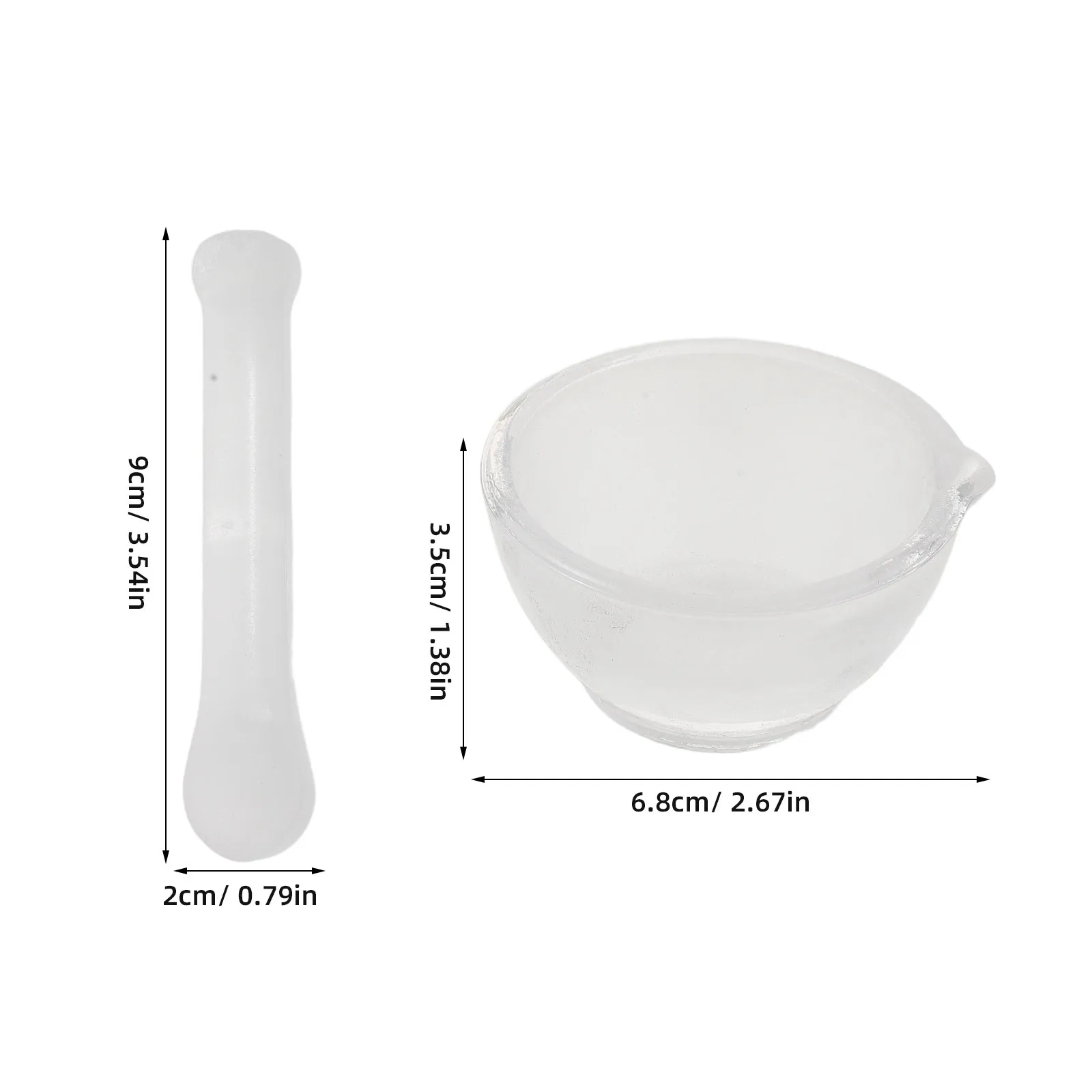 1Set Glass Mortar and Pestle Miniature Grinder for Kitchen Spice Mixing Garlic Masher Lab Apothecary Glass Bowl