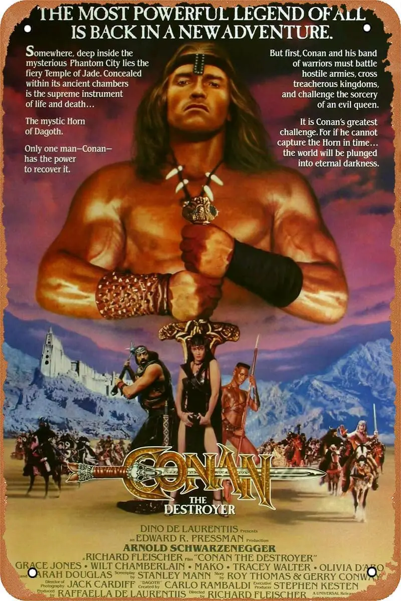 Conan the Destroyer Movie Metal Poster Vintage Tin Sign Retro Art Wall Decoration for Home Club Store Bar Cafe 8X12INCH