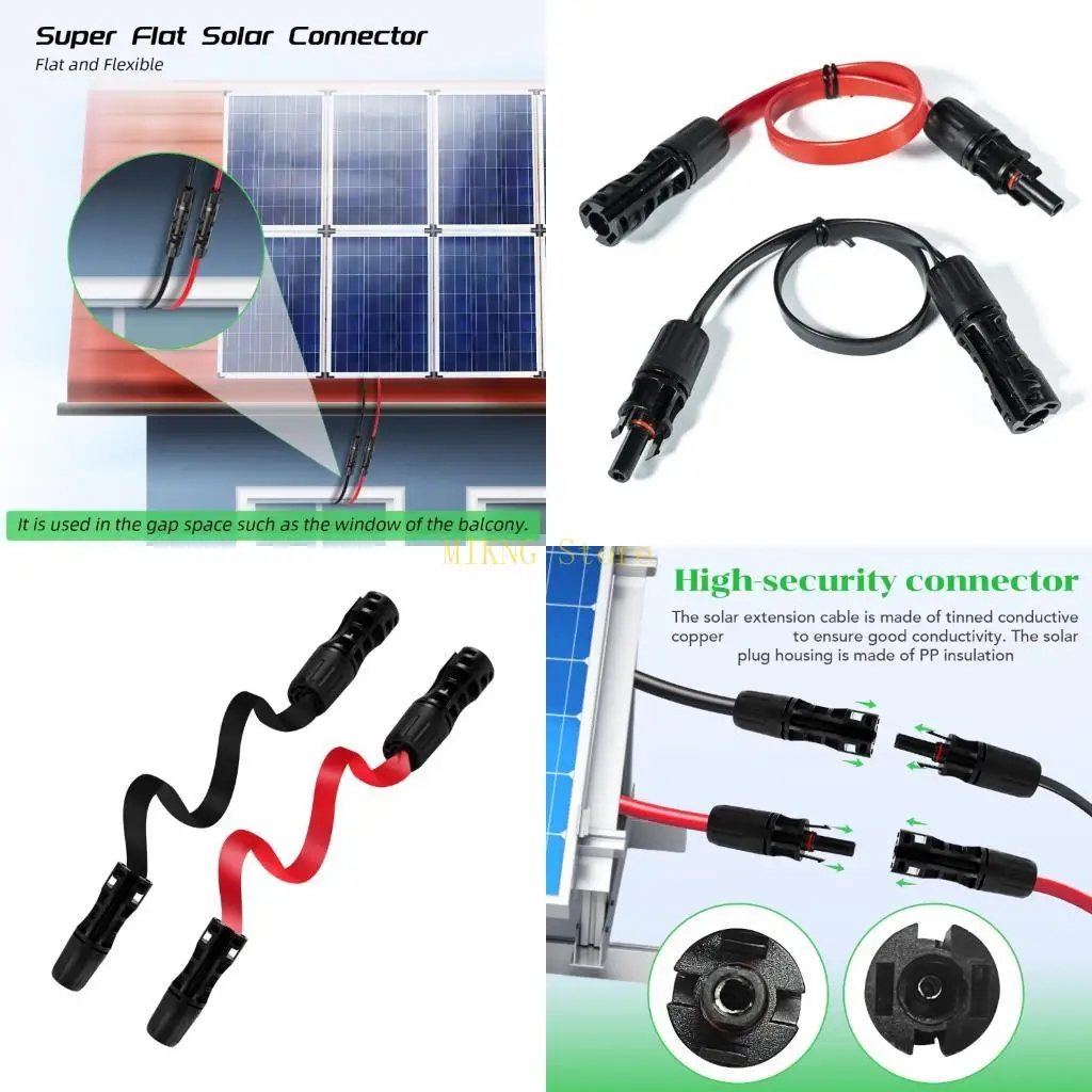 Solar Array Cable Extension Set, Flat 2-Wire 42 Connector Cable for Roofside Wiring and Fast Install Connection Use Best Sale