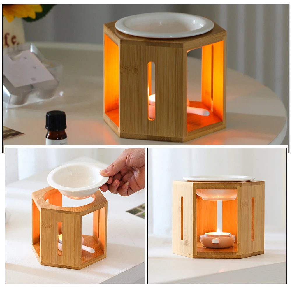 

Hexagonal Cage Aromatherapy Lamp Ceramic Burner Essential Oil Diffuser Flame Humidifier Tea Light Diffusers Tealight Incense