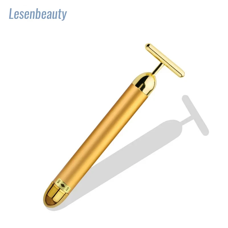 24K Gold T Beauty Bar Energy Roller Elektrische facelifting Gezichtsmassage Schoonheidsinstrument Waterdichte vibrerende gezichtsverzorgingsstick