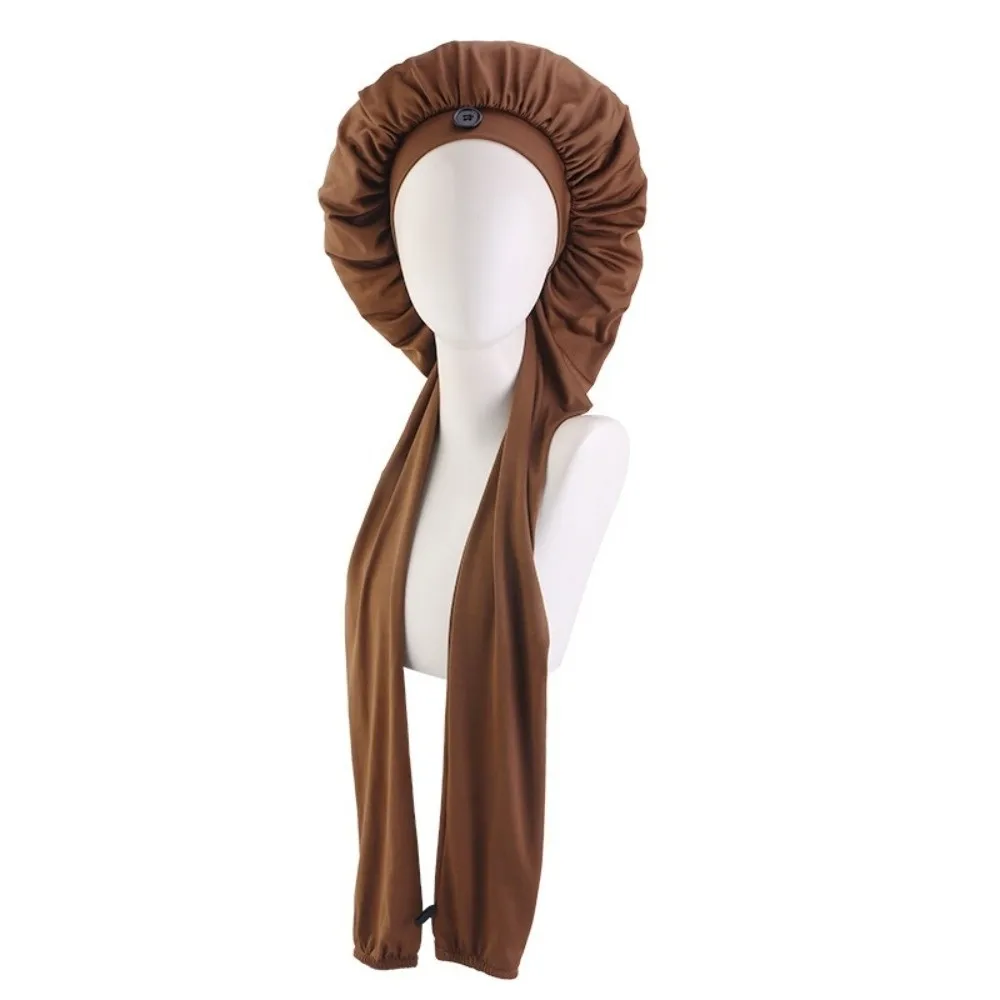 Silky Satin Satin Long Dreadlock Sleep Bonnet Long Tail Lightweight Drawstring Sleep Hair Cap Bathing Hat Adjustable Night Cap