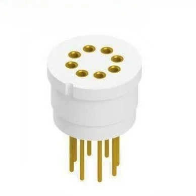 TF58 8-Pin PTFE Precision IC Socket for TO-5 – Gold-Plated Beryllium Copper Contacts, High-Temp -200°C to +260°C