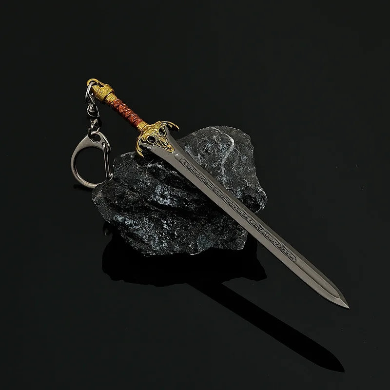 9cm/3.5in conan os bárbaros anime arma periférica modelo a espada do rei brinquedo de metal ornamentos coleção chaveiro presente