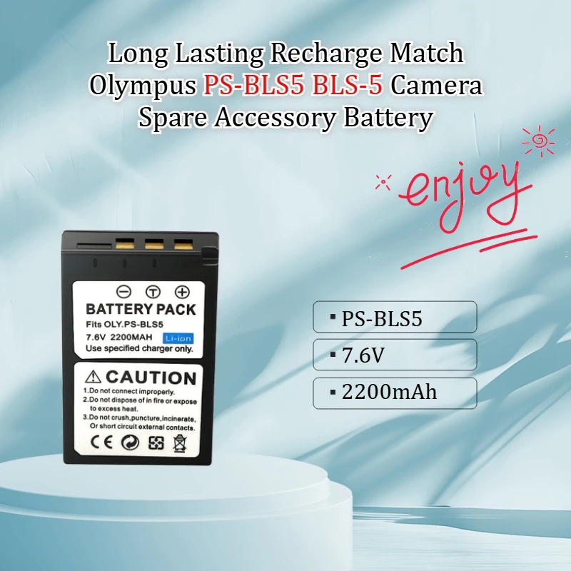 Digital Camera Replacement Power Battery Super Long Lasting Recharge Match Olympus PS-BLS5 BLS-5 Camera Spare Accessory Battery