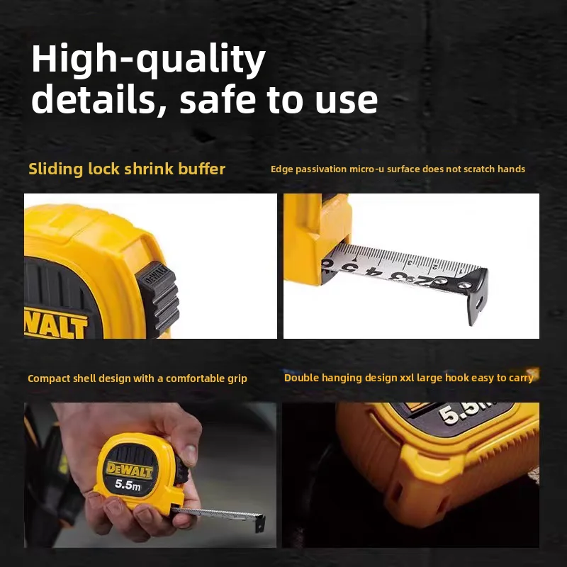 DEWALT 5m & 7.5m Tape Measures, Wear-Resistant, High-Precision, Wear-Resistant Measuring Tapes, Steel Tape Measures.