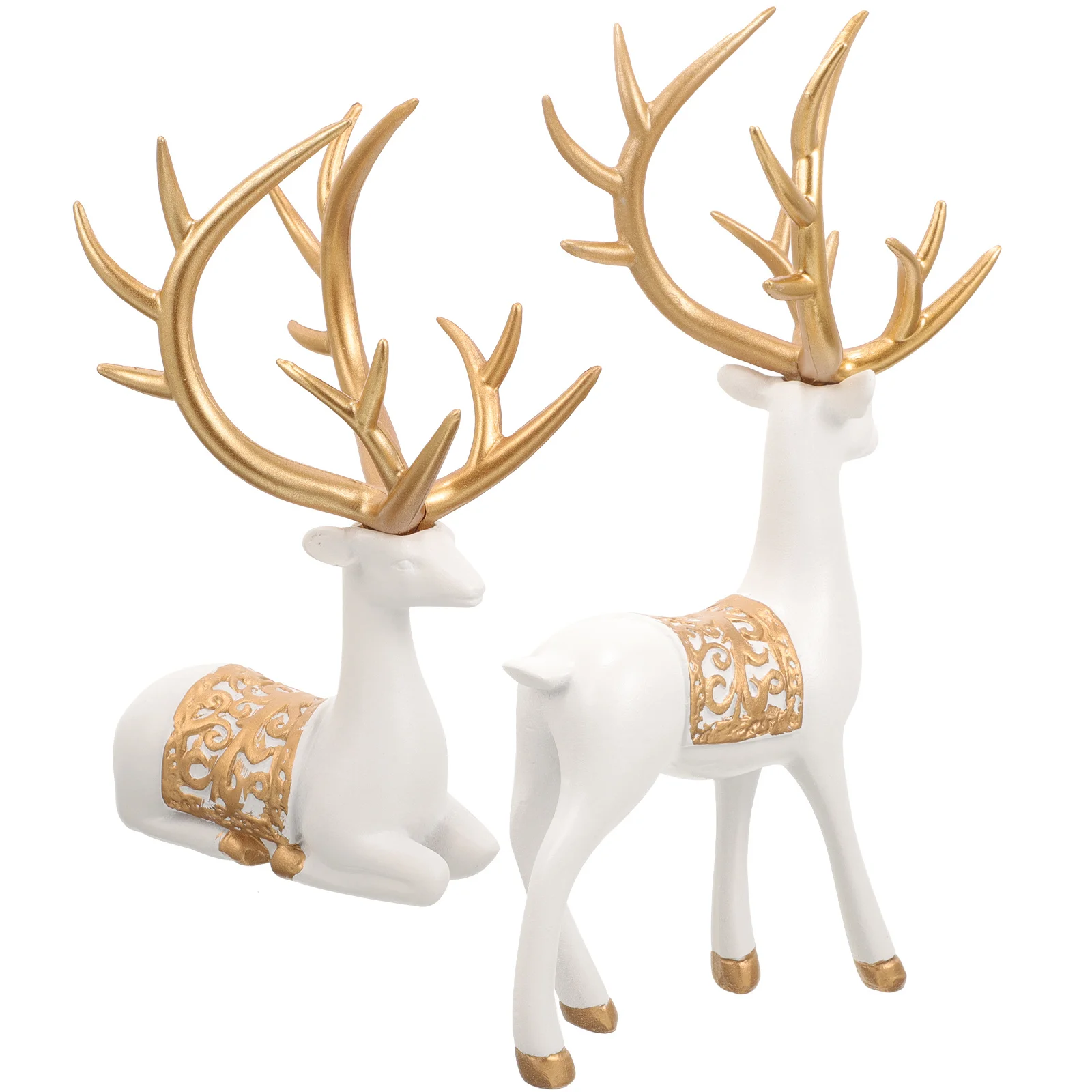 

1Pair Decorative Statues Resin Elk Craft Ornaments for Christmas Home Office Indoor Tabletop Display Holiday Party Centerpiece