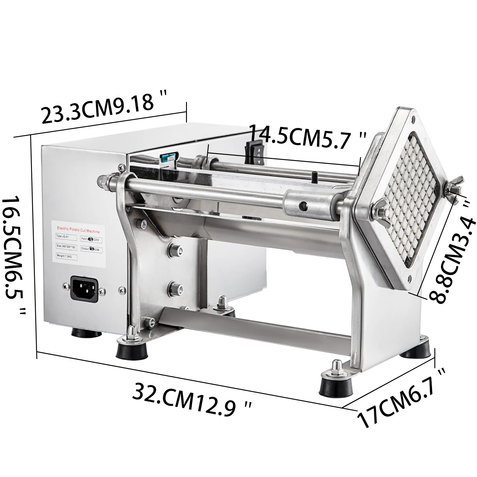 VEVOR Coupe-Frites Horizontale Machine Coupeur de Légumes Électrique de Terre pour Couper Légumes et Fruits