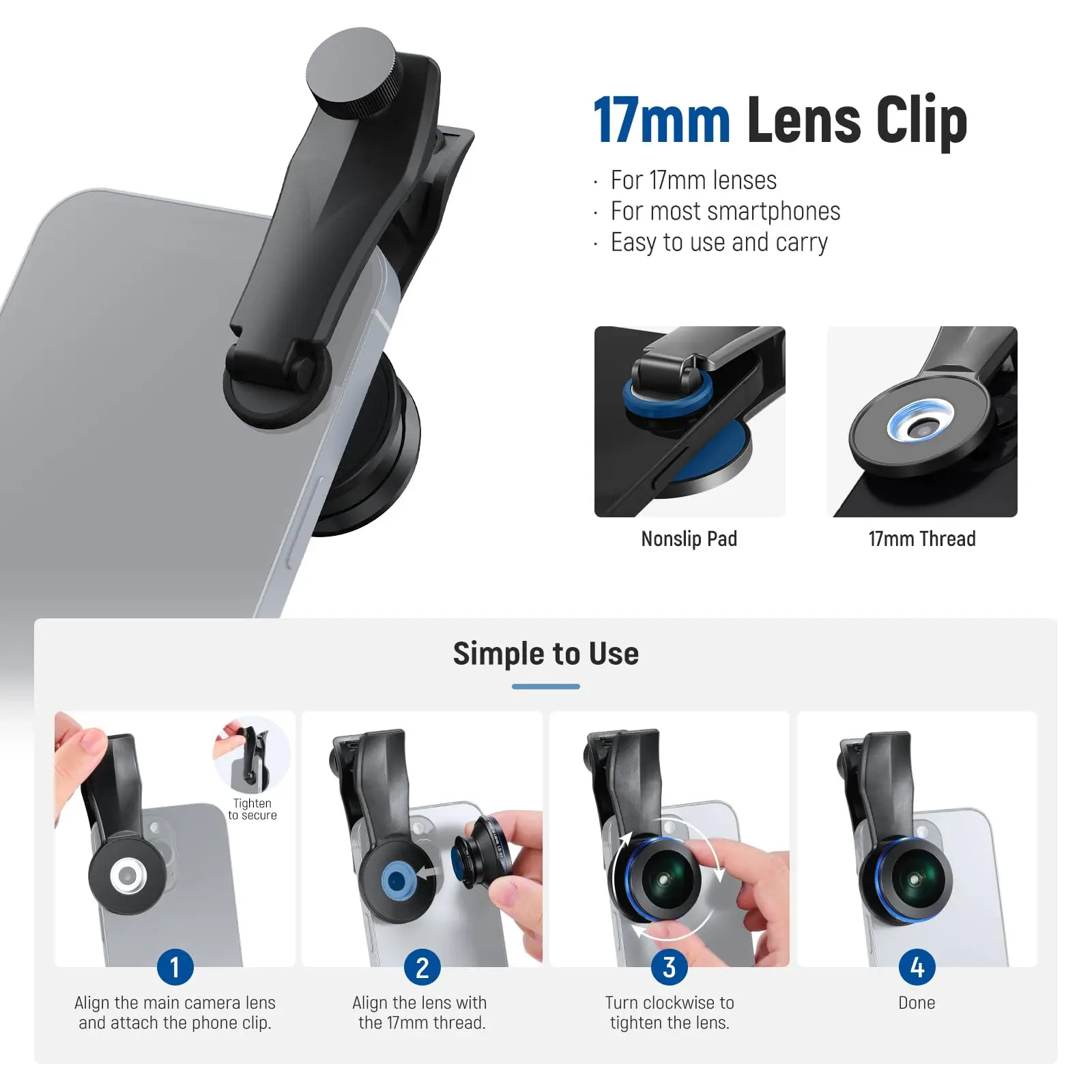 NEEWER 200° Fish Eye VR Lens with 17mm Thread Phone Lens Clip for Panoramic View Live Streaming for iPhone 16 Pro Max S24 Ultra - Image 5