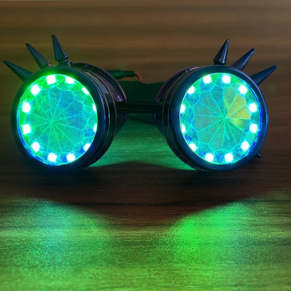 Lunettes LED Punk rechargeables arc-en-ciel, lumière polychrome, Costume DJ Rave Eye pour fête en boîte de nuit