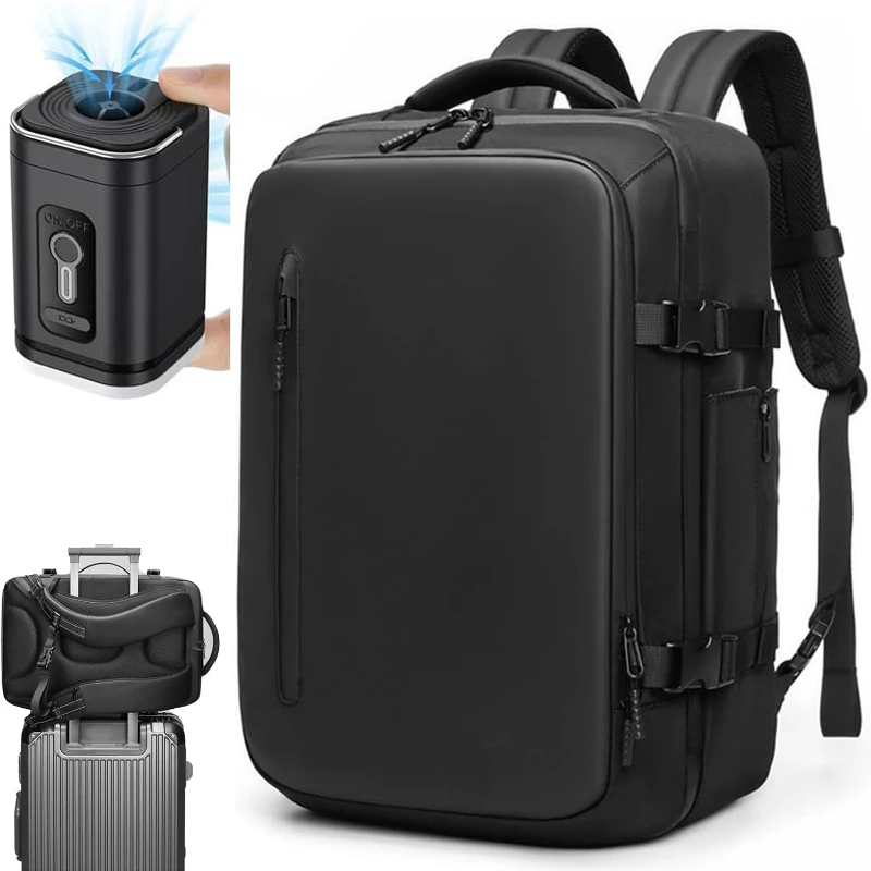 60L Vacuum Compression Backpack Waterproof Travel Bag Airback Expandable Laptop Business Backpack Luggage Bag With Vacuum Pump