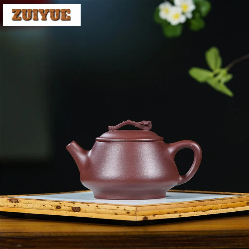 250ml Antique Yixing Purple Clay Teapots Handmade Ruyi Scoop Pot Raw Ore Purple Mud Kettle With Infuser Zisha Tea Set Gift Craft