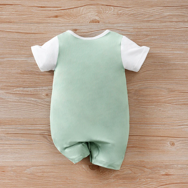 Newborn Baby Clothes Animalgreen caterpillar print Infant Jumpsuit Toddler Short Sleeve One-piece Pajamas Bodysuit Summer Romper