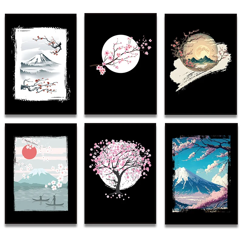 Cherry Blossom Beautiful Scenery Throughout The Four Seasons Canvas Printing for Home Room All Decoration Frameless Painting