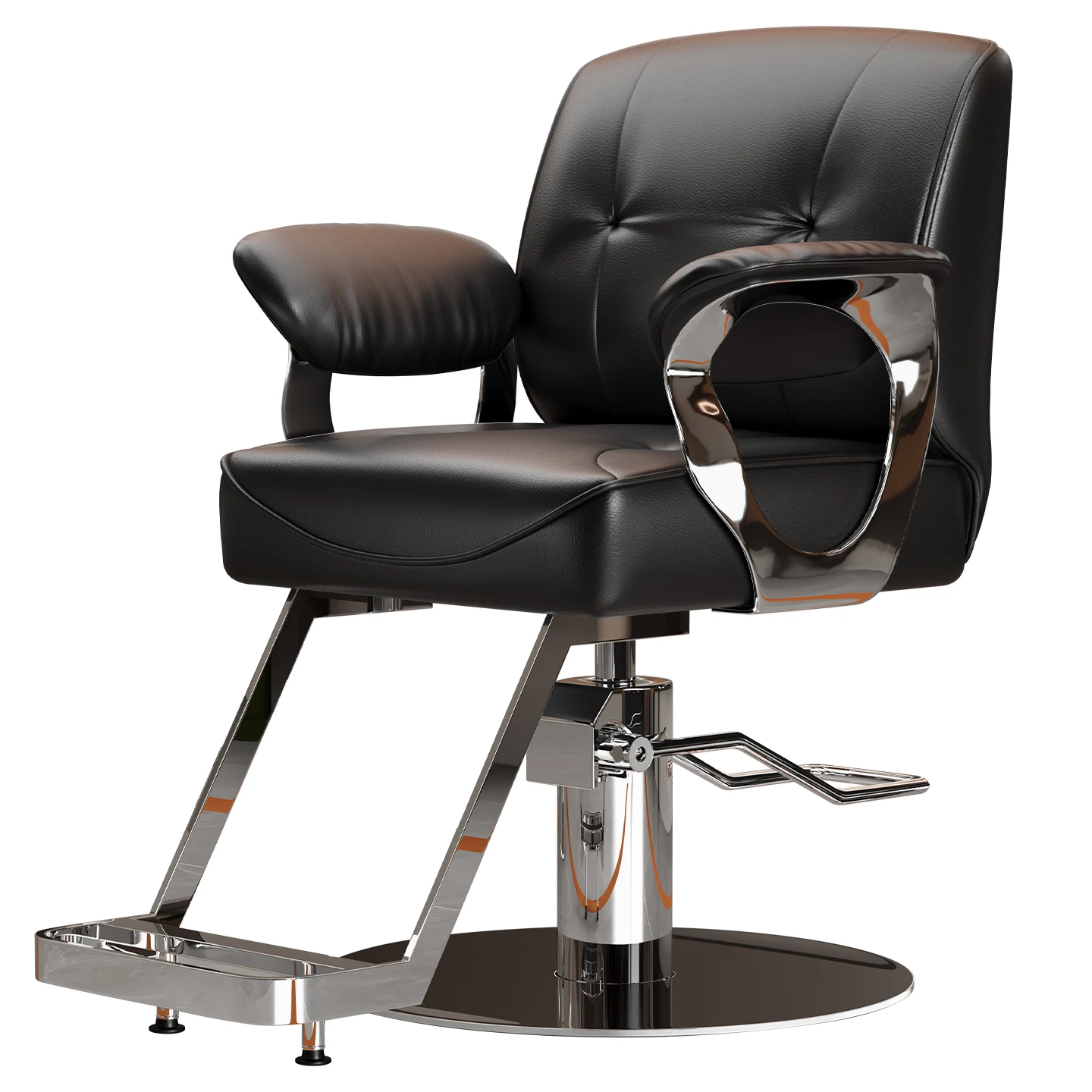 #Adjustable Rotatable Light Luxury Style Barber Chair Leather Seat for Hair Salon Use Stainless Steel for Perming Dyeing