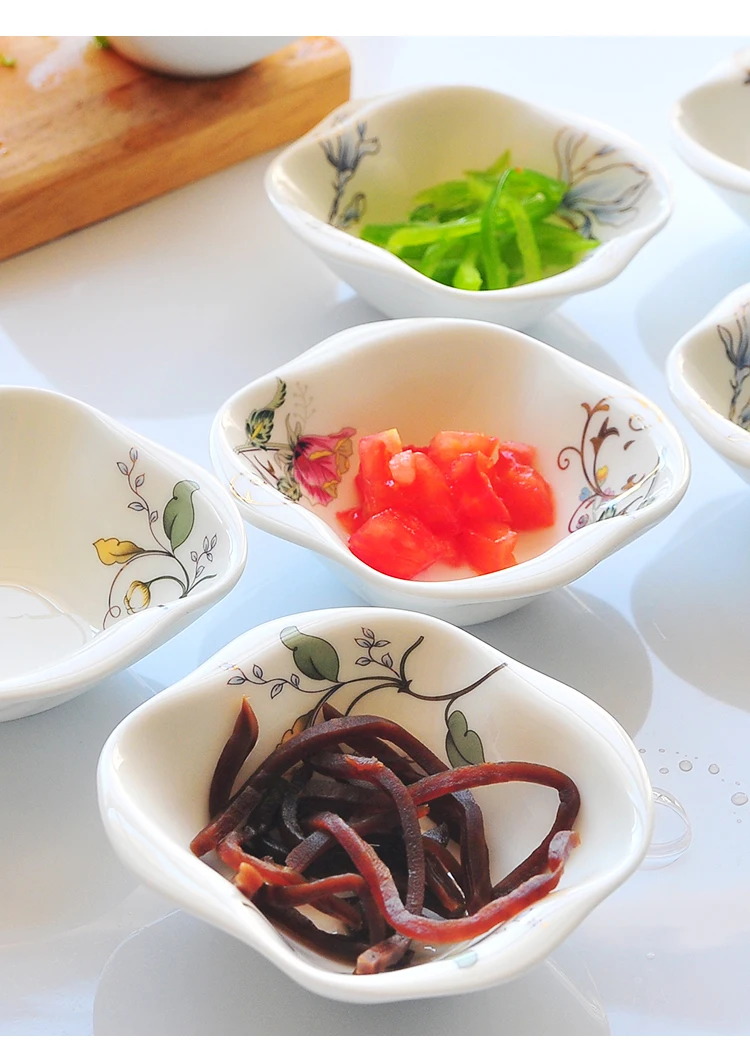 

Диск со вкусом костяного фарфора, диск для посуды, диск для соуса, диск для уксуса, диск для приправ, керамическая посуда для домашнего горячего горшка, маленькие тарелки