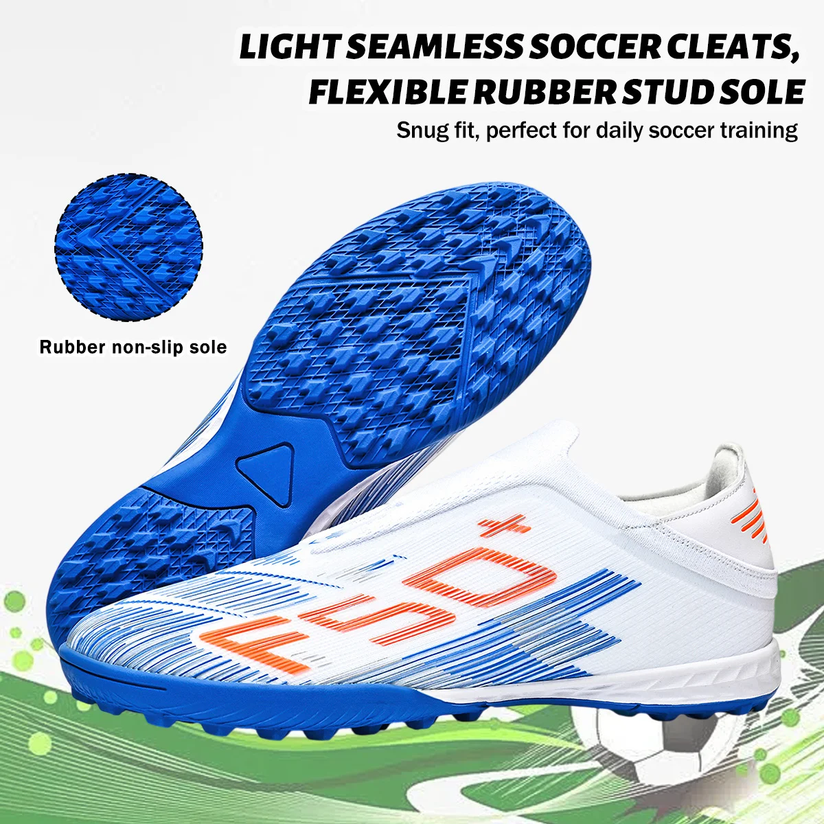 Multi-scene Adult TF Soccer Cleats Moisture Wicking PU Fabric Anti-slip Rubber Stud For Training And Small Turf Tournaments