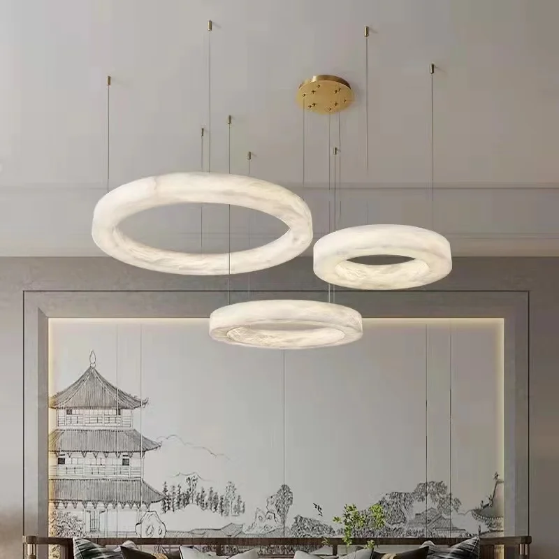 2024 New Creative Personality Marble Copper Lighting Luxury New Chandelier Bedroom Postmodern Minimalism Unique Chandelier Lamps