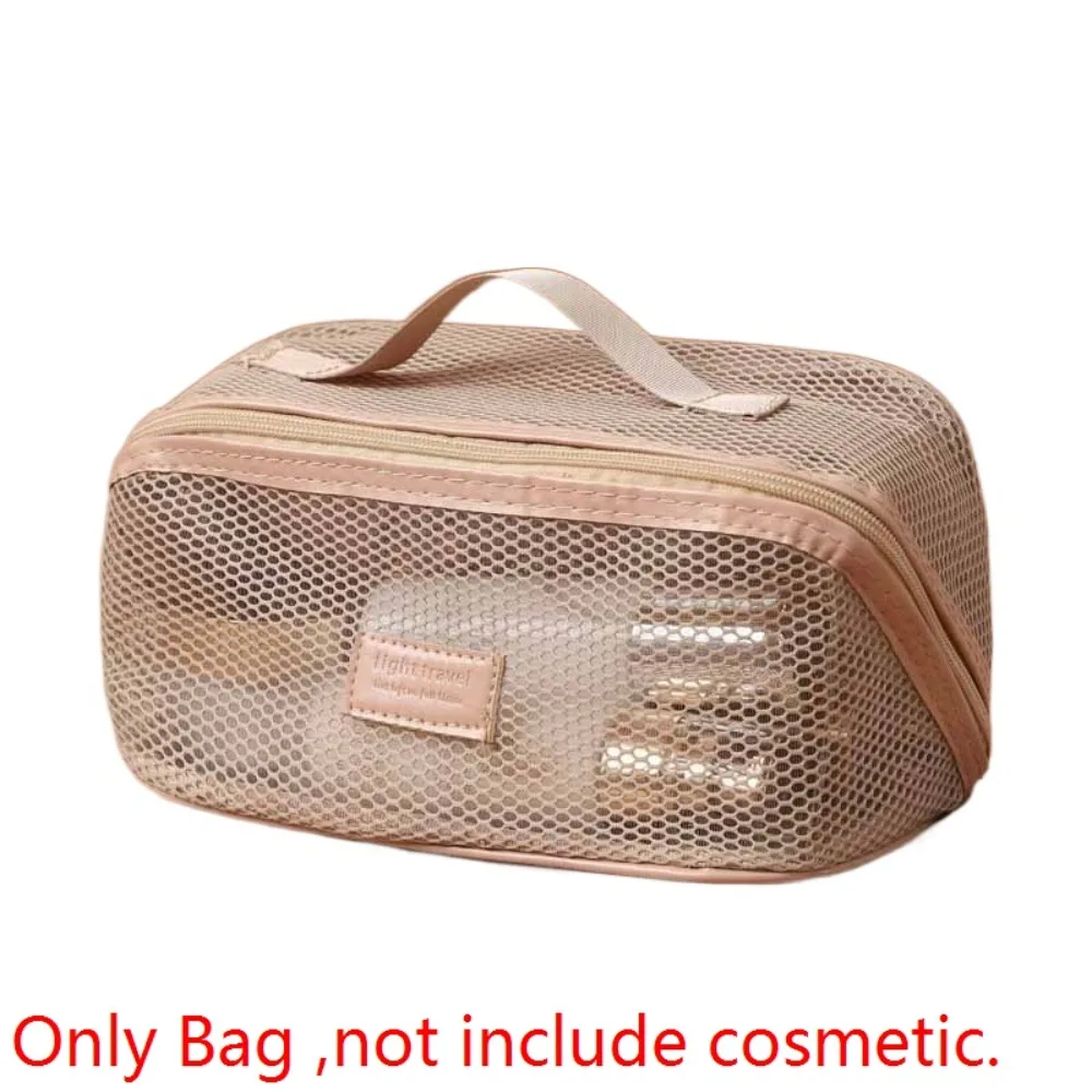 

Fashion Solid Color Mesh Cosmetic Bag Large Capacity Zipper Transparent Makeup Bag Shell Toiletry Bag Pillow Makeup Pouch Travel