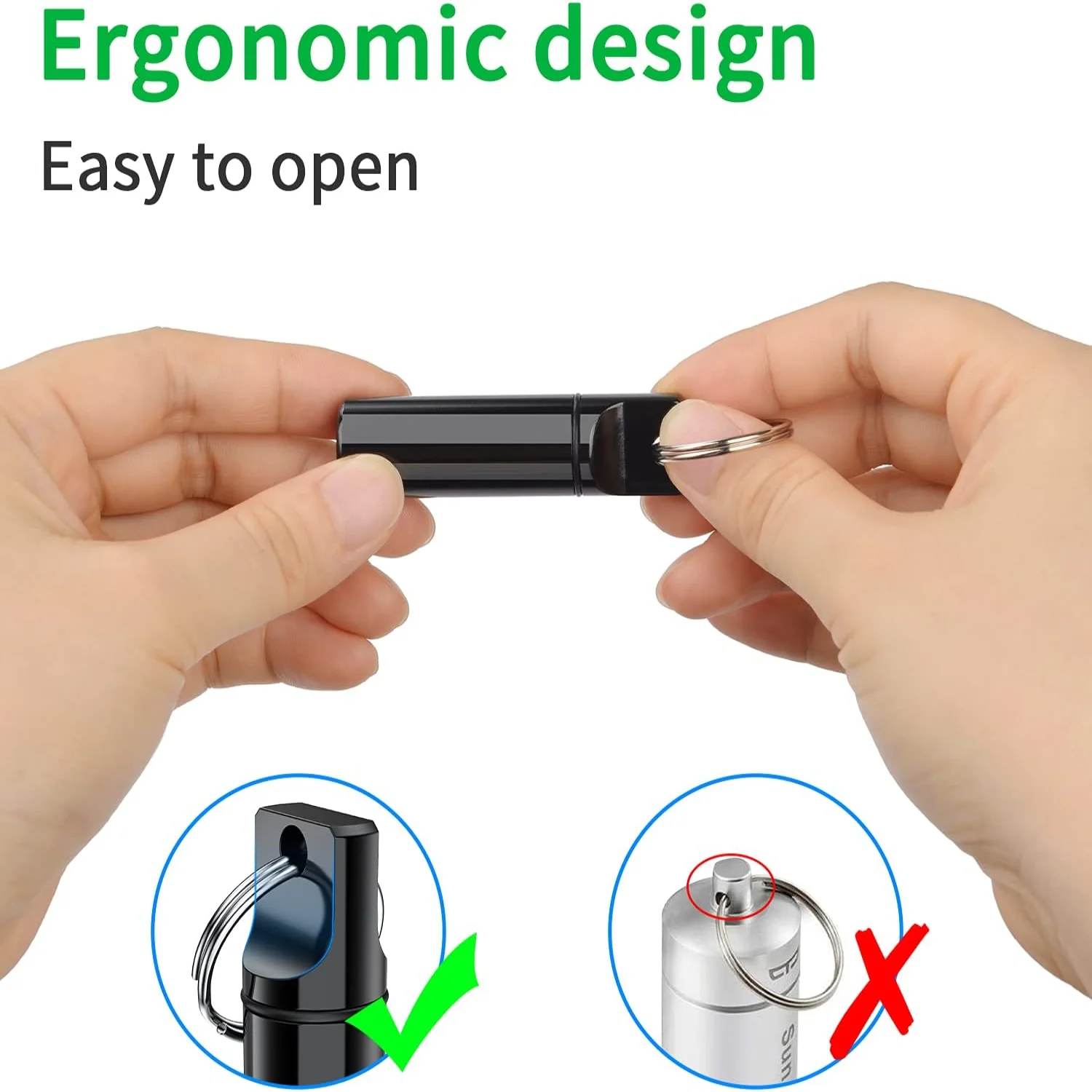 سلسلة مفاتيح حبوب منع الحمل بجيب صغير، حاوية منظم حبوب منع الحمل المحمولة من سبائك الألومنيوم للمحفظة، حامل حبوب معدن مقاوم للماء متوسط