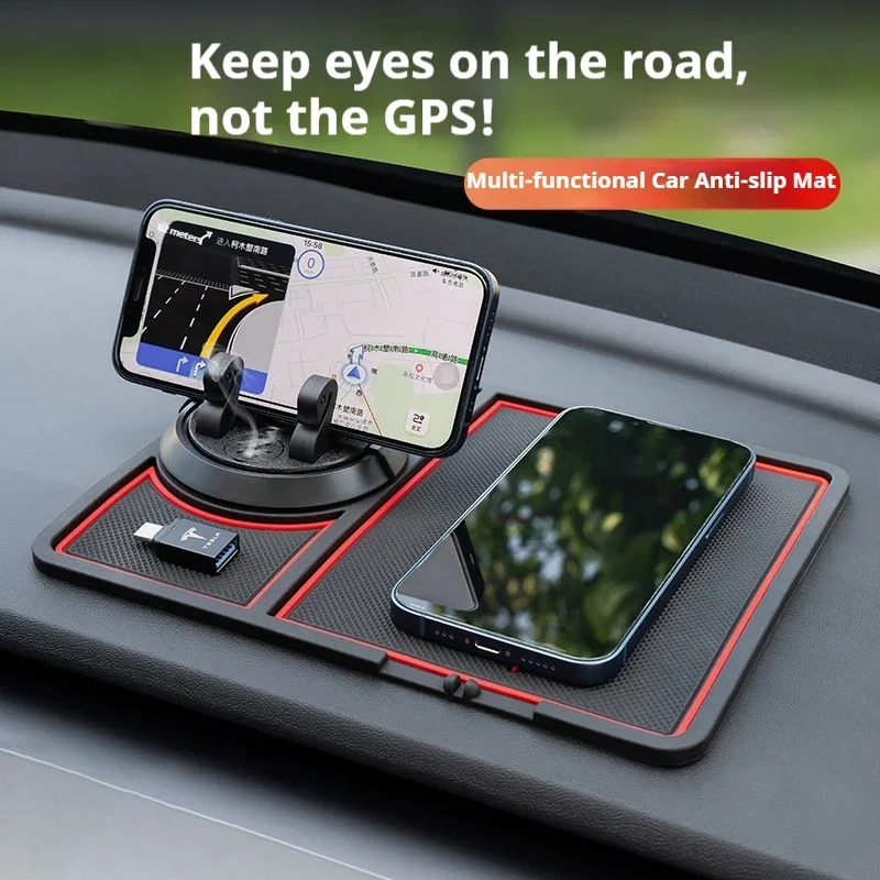 Black Car Mobile Phone Car Bracket Multi-functional Cars Brackets Snap-on Creative Non-slip Pad Hidden Parking Sign Amagi
