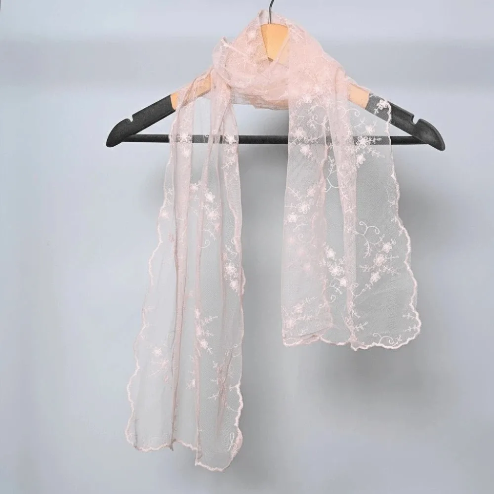 

Fashion Breathable Spring Silk Scarf Polyester Quick-drying Lace Thin Headscarf Silk Lightweight Long Hijab Scarf Summer