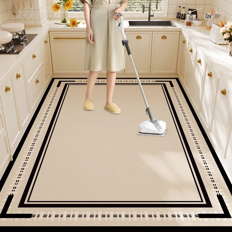 

Bohemian Style Luxury PVC Leather Kitchen Rug Waterproof Oil-proof Stain-resistant Easy Clean Floor Mat Home Decoration Carpet