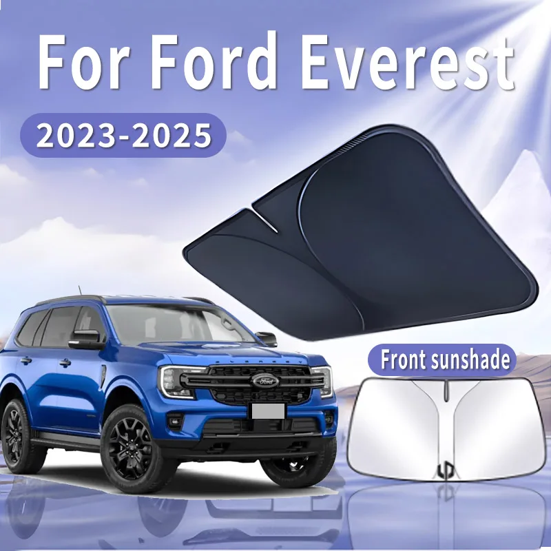 Foldable Car Sun Visor For Ford Everest 2023 2024 2025 Front Windshield Sunshade Heat Insulation Summer Cooling Auto Accessories