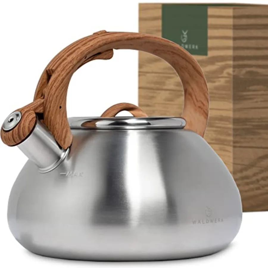 

2.4 Quart Stainless Steel Whistling Tea Kettle for Stovetop Use Compatible with Induction and Gas Stoves Efficient and Durable