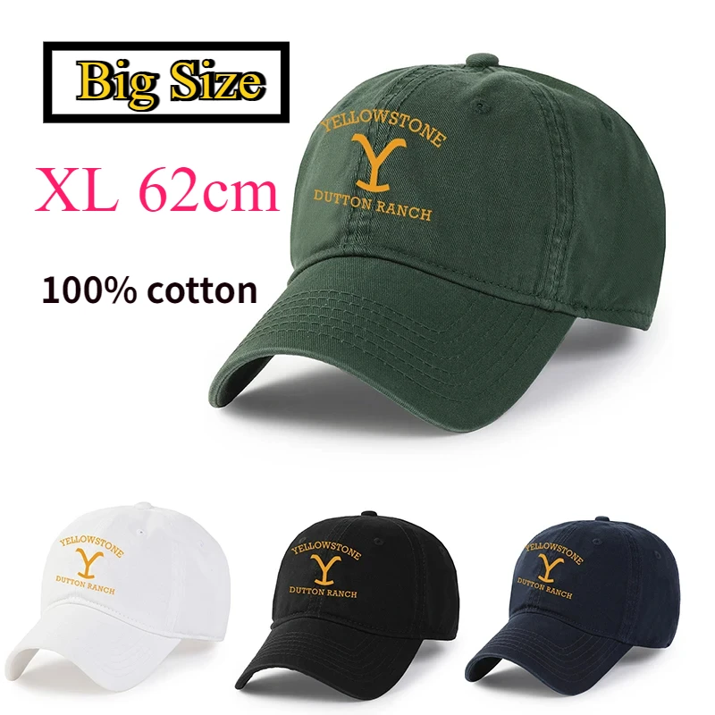 Yellowstone Dutton Big Size Baseball Cap Man Large Letter Soft Cotton Sport Snapback Cap Lady Large Sun Caps 56-60CM 60-65CM