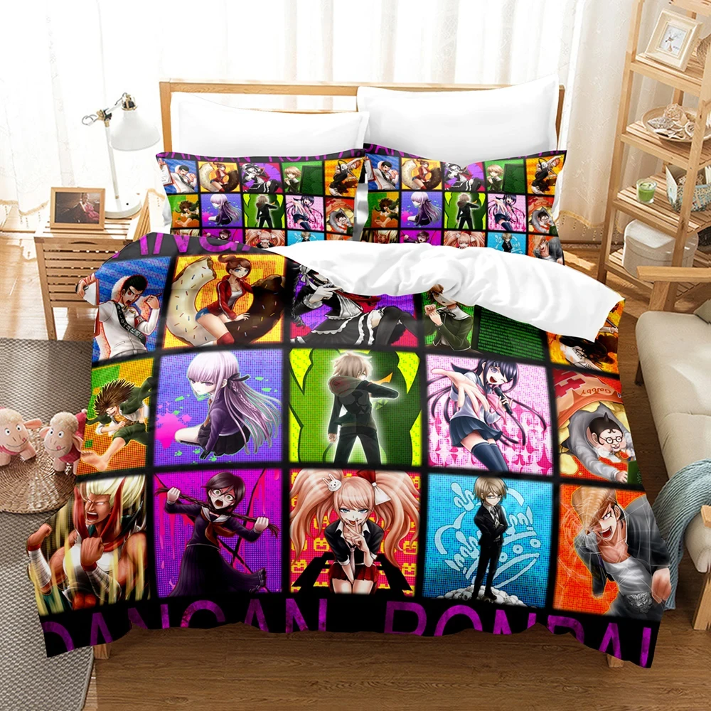 3D Print Anime Danganronpa Bedding Set Double Twin King Duvet Cover Comforter Pillowcase Boys Girls Adults Bedroom